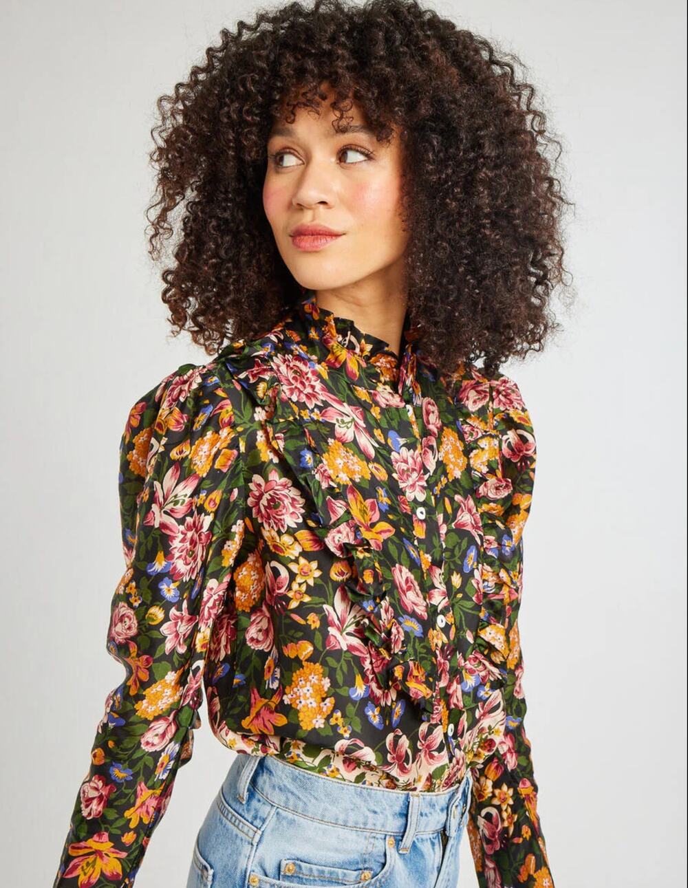 Mille Jolie Top Secret Garden Floral Ruffle Blouse Viscose